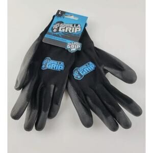Work Gloves Gorilla Grip Slip Resistant All Purpose Large 2 Pk Bundle